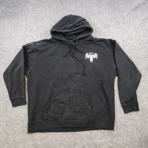 Marvel X Bait Venom Hoodie Mens 2XL Black Spider Pullover Sweatshirt Comic Book - Picture 6 of 14